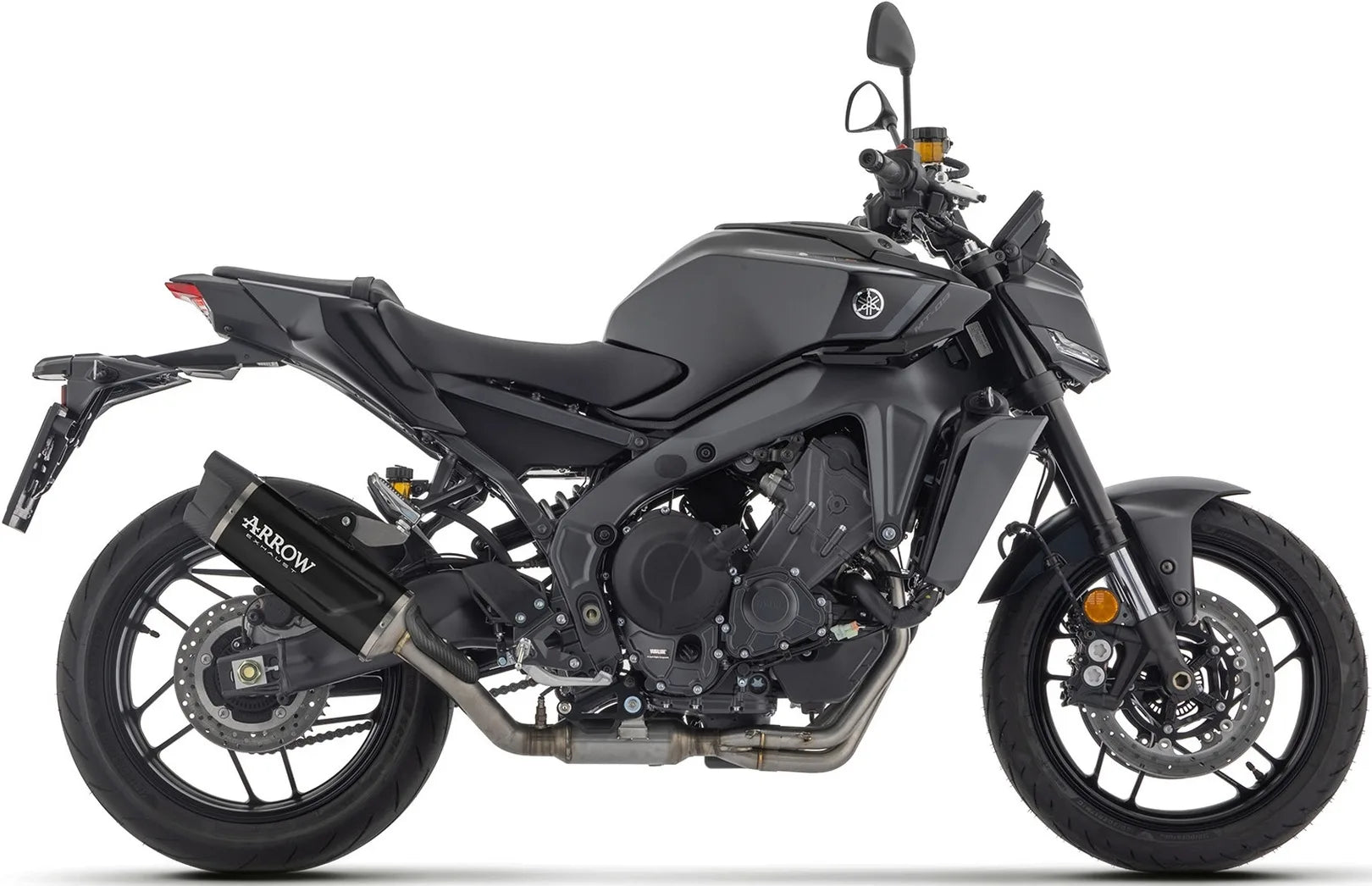 Komplette Auspuffanlage Ohne Katalysator Und Mit Geräuschzulassung Indy-Race Evo Aluminium Schwarz Endkappe Carby - Arrow Special Parts Kompatibel Mit Yamaha Mt-09 Sp 35Kw (2024-2026)