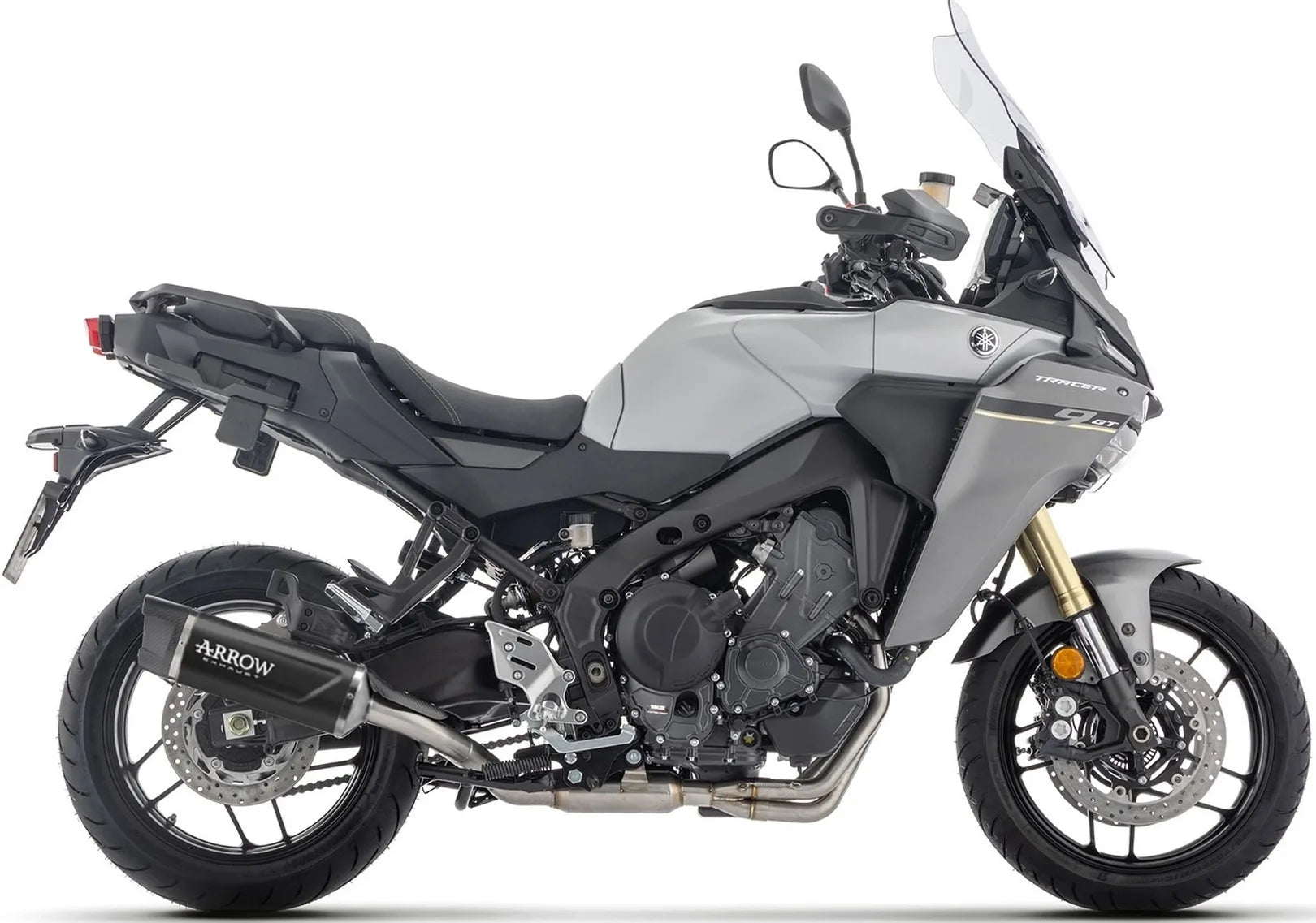 Komplette Abgasanlage Mit Katalysator Und Geräuschzulassung Indy-Race Evo Aluminium Schwarz Endkappe Carby - Arrow Special Parts Kompatibel Mit Yamaha Tracer 9 (2025-2026)