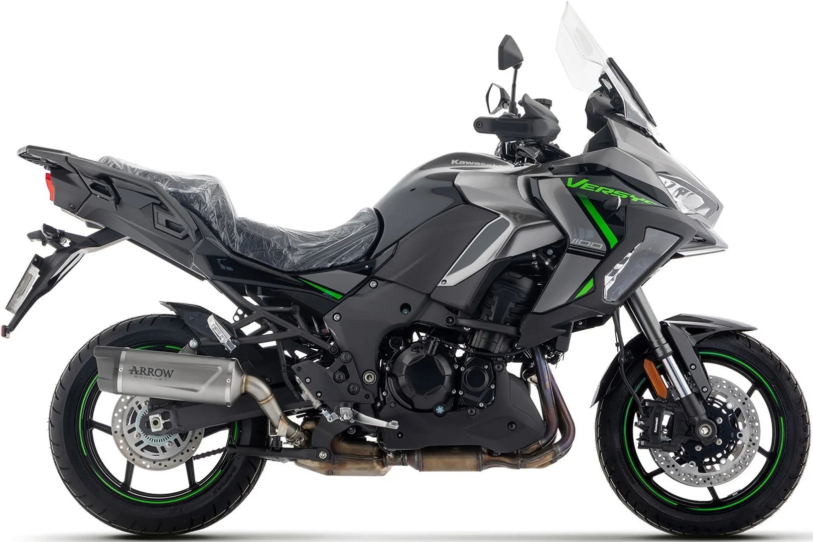 Komplette Auspuffanlage Ohne Katalysator Und Mit Geräuschzulassung Indy-Race Evo Titan Endkappe Carby - Arrow Special Parts Kompatibel Mit Kawasaki Versys 1100 (2025-2026)