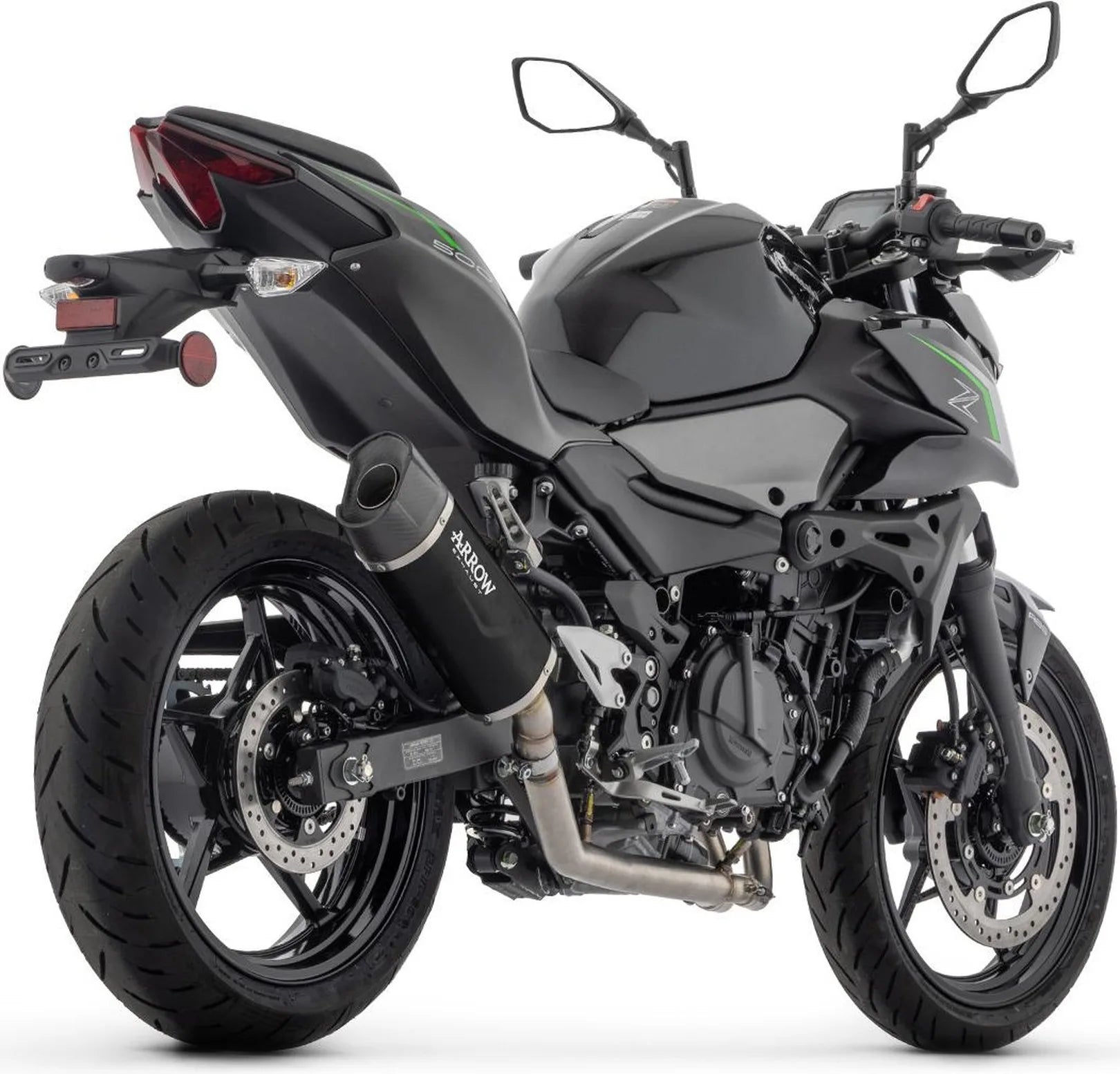 Komplette Auspuffanlage Ohne Katalysator Und Mit Geräuschzulassung Indy-Race Evo Aluminium Schwarz Carbon - Arrow Special Parts Kompatibel Mit Kawasaki Z 500 (2024-2026)
