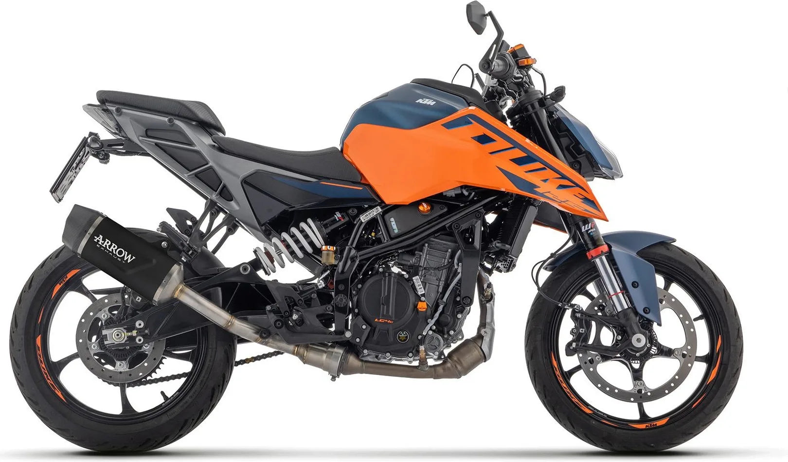 Komplette Auspuffanlage Ohne Katalysator Und Mit Geräuschzulassung Indy-Race Aluminium Schwarz Carbon - Arrow Special Parts Kompatibel Mit Ktm 125 Duke (2024-2026)