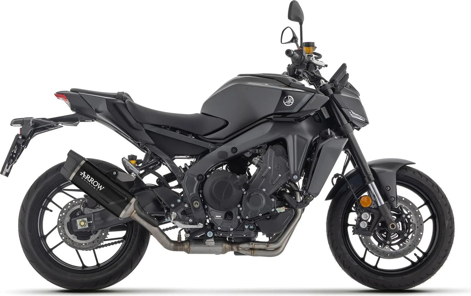 Komplette Auspuffanlage Ohne Katalysator Und Mit Geräuschzulassung Indy-Race Evo Aluminium Schwarz Endkappe Carby - Arrow Special Parts Kompatibel Mit Yamaha Mt-09 (2024-2026)