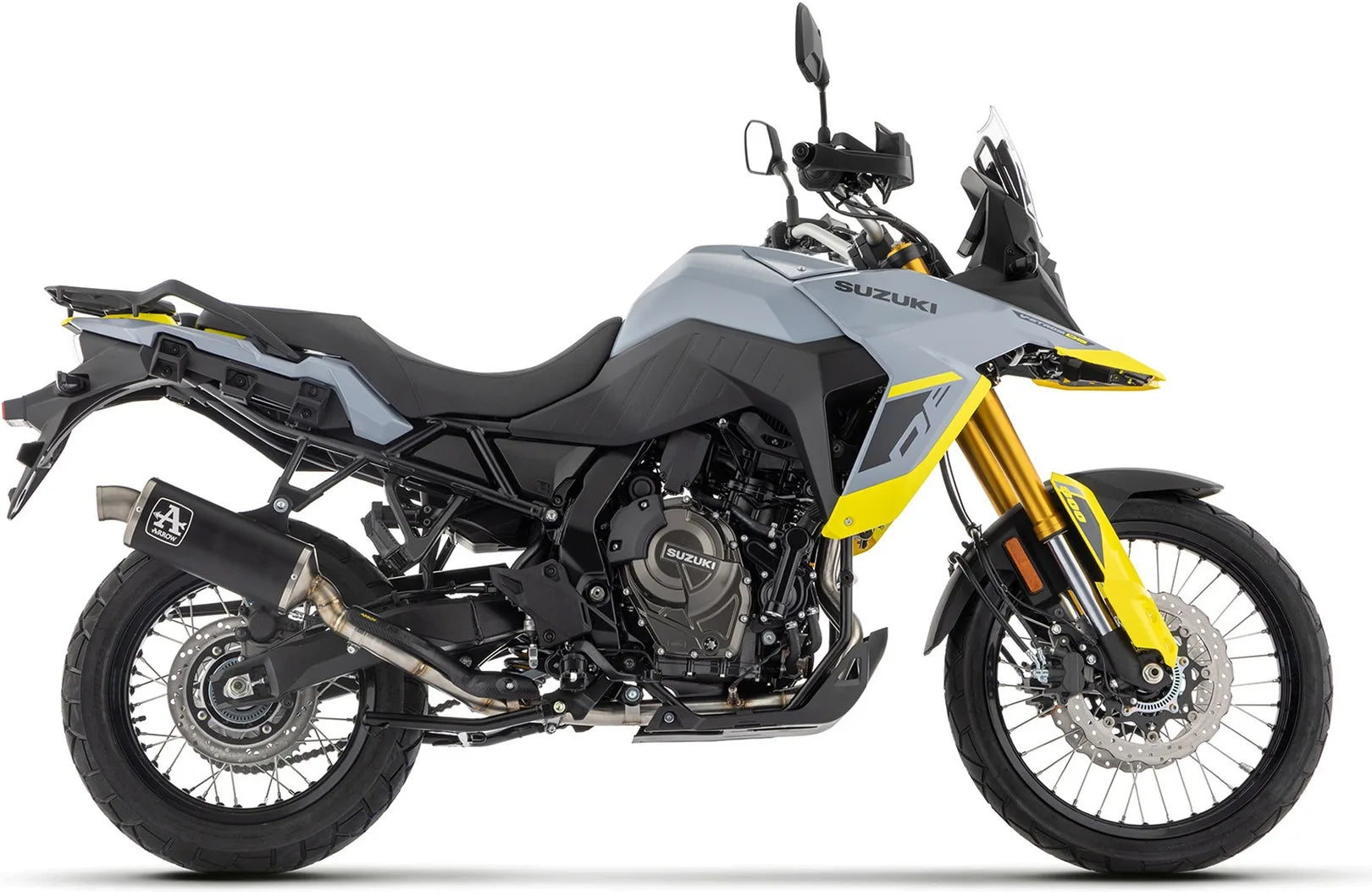 Auspuffendstück Mit Geräuschzulassung Indy-Race Aluminium Schwarz Edelstahl - Arrow Special Parts Kompatibel Mit Suzuki V-Strom 800 De (2023-2024)