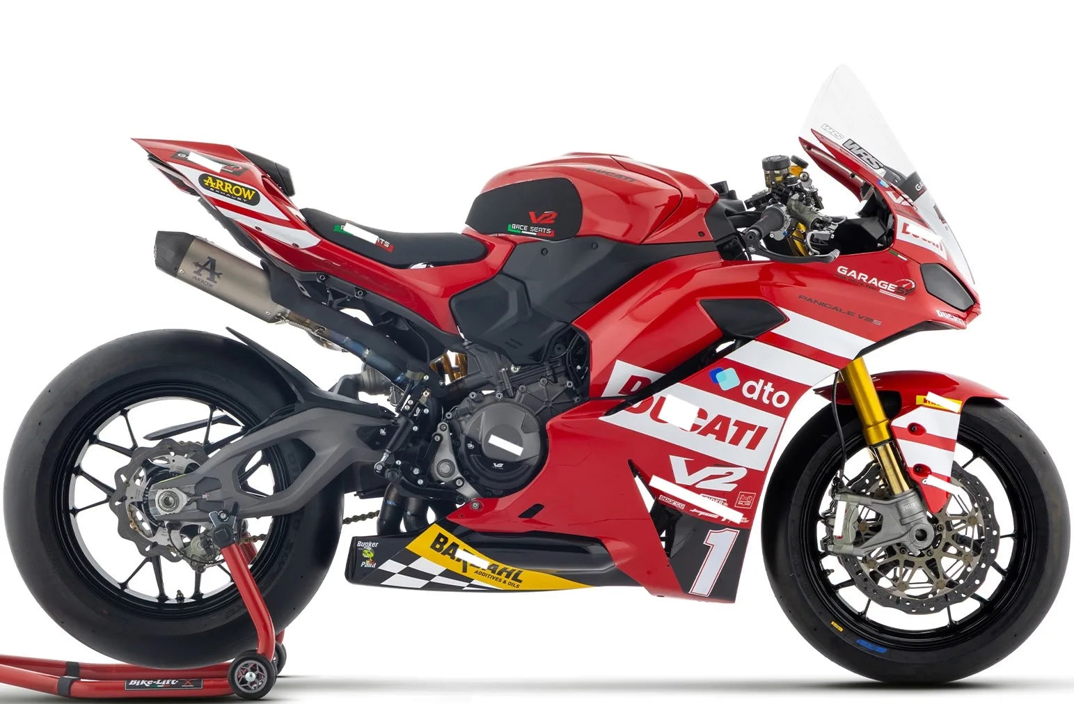 Komplette Auspuffanlage Ohne Katalysator Und Ohne Geräuschzulassung Round Competition Titan Endkappe Carby - Arrow Special Parts Kompatibel Mit Ducati Panigale V2 / S (2025-2026)