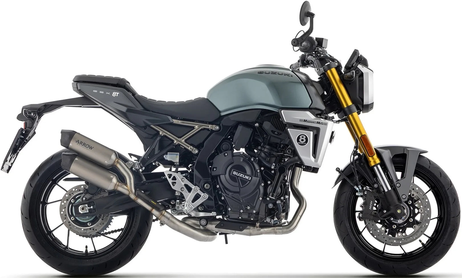 Komplette Abgasanlage Mit Katalysator Und Geräuschzulassung Round Titan Endkappe Carby - Arrow Special Parts Kompatibel Mit Suzuki Gsx 8T (2025-2026)