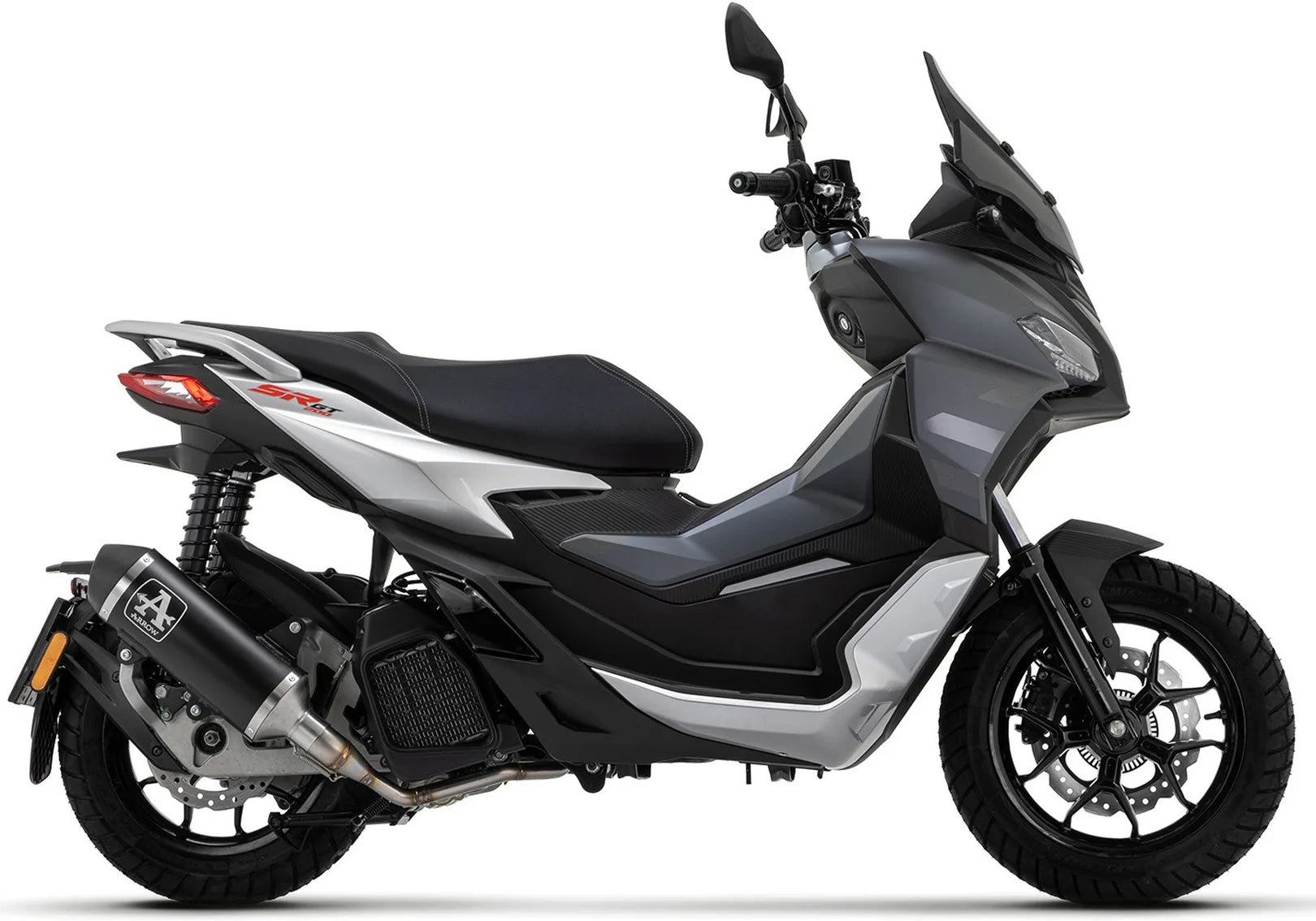 Komplette Abgasanlage Mit Katalysator Und Geräuschzulassung Urban Aluminium Schwarz Edelstahl Schwarz - Arrow Special Parts Kompatibel Mit Aprilia Sr 200 Gt (2022-2024)