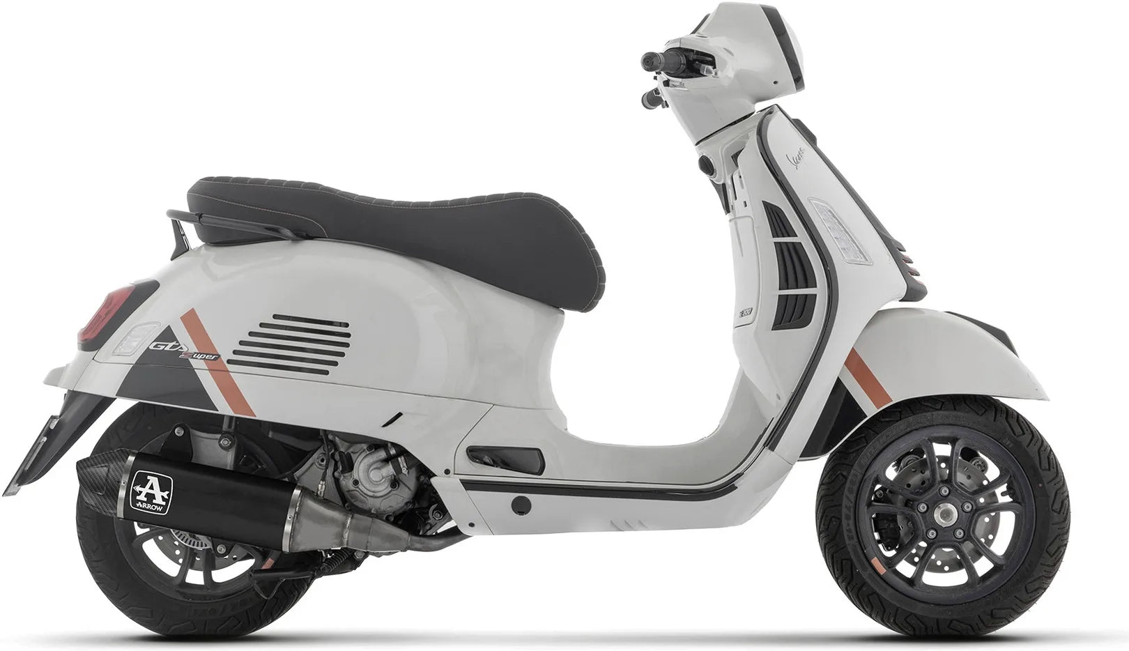 Komplette Auspuffanlage Ohne Katalysator Und Ohne Geräuschzulassung Urban Aluminium Schwarz Endkappe Carby - Arrow Special Parts Kompatibel Mit Piaggio Vespa Gts 310 (2025-2026)