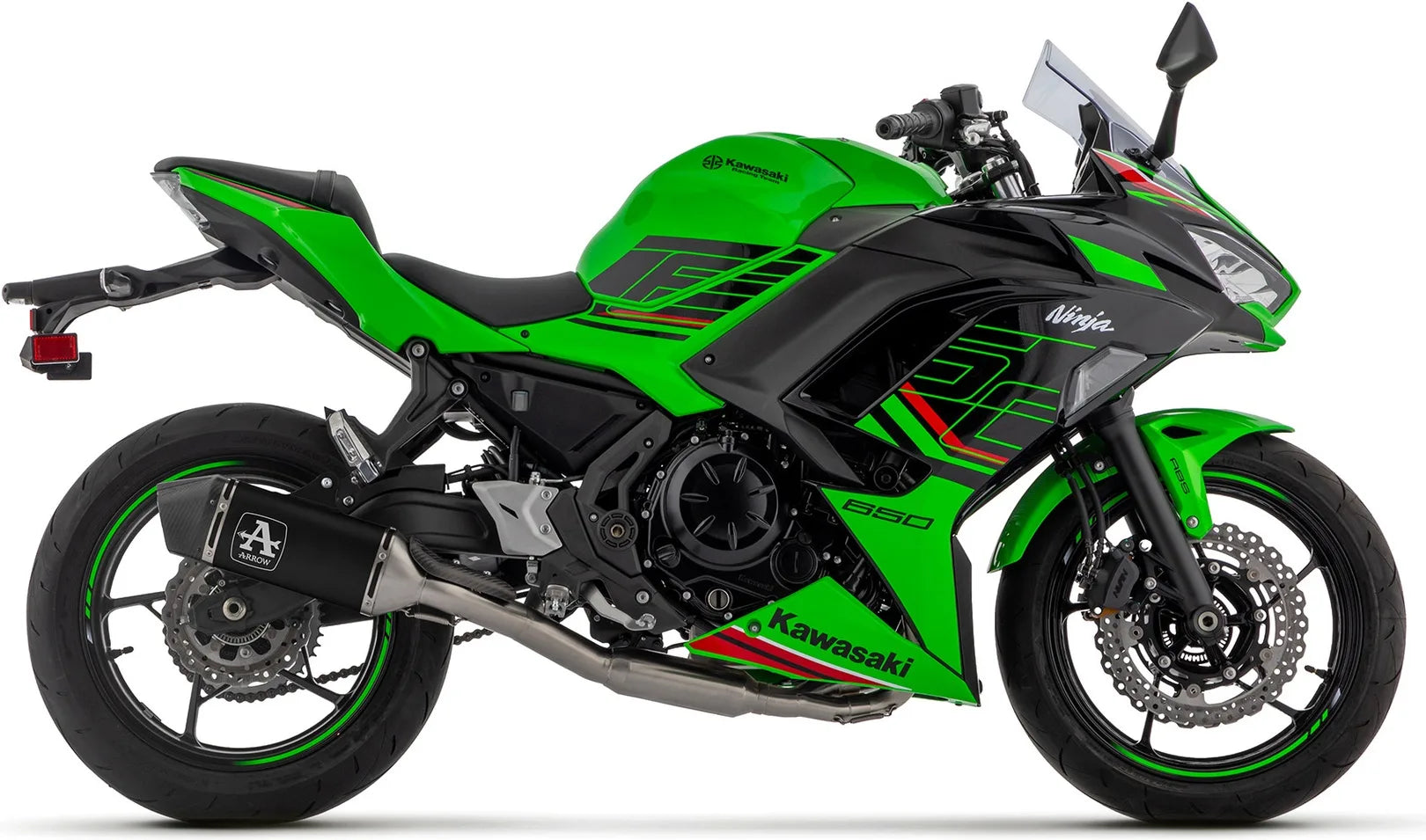 Komplette Abgasanlage Mit Katalysator Und Geräuschzulassung Veloce Aluminium Schwarz Endkappe Carby - Arrow Special Parts Kompatibel Mit Kawasaki Ninja 650 35Kw (2024-2026)