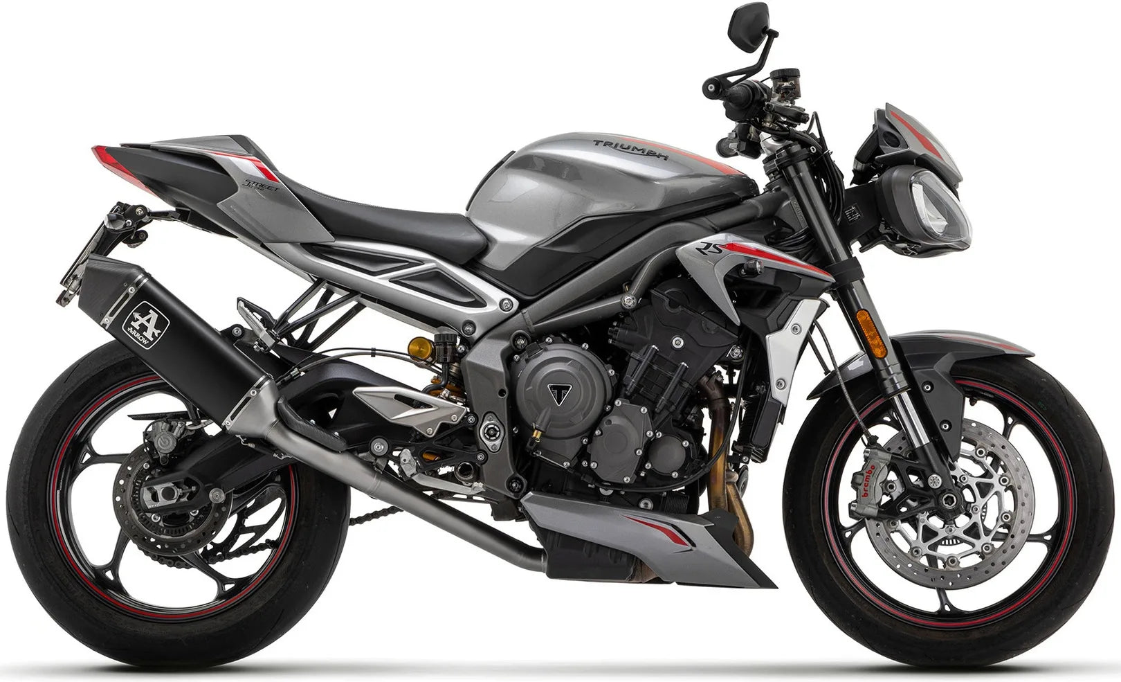 Katalysiertes Auspuffendstück Mit Geräuschzulassung Veloce Aluminium Schwarz Carbon - Arrow Special Parts Kompatibel Mit Triumph Street Triple 765 (2020-2022)