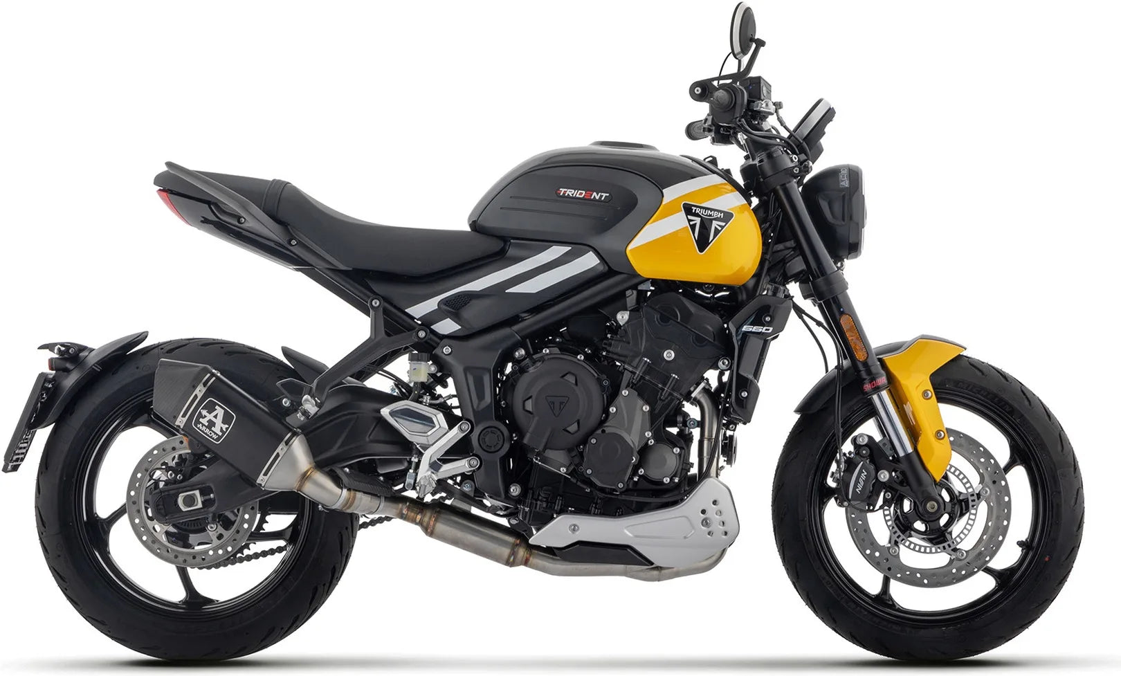 Komplette Abgasanlage Mit Katalysator Und Geräuschzulassung Veloce Aluminium Schwarz Endkappe Carby - Arrow Special Parts Kompatibel Mit Triumph 660 Trident (2025-2026)