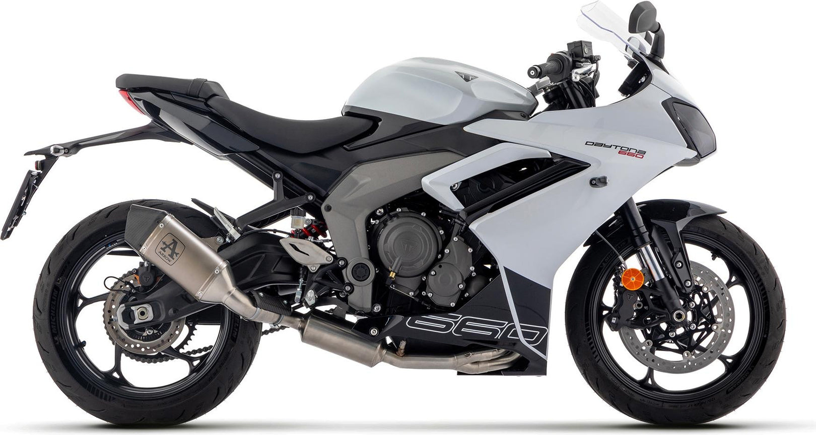 Complete Catalytic Exhaust System With Sound Certification Veloce Titanium Carbon - Arrow Special Parts Compatible With Triumph Daytona 660 (2024-2026)
