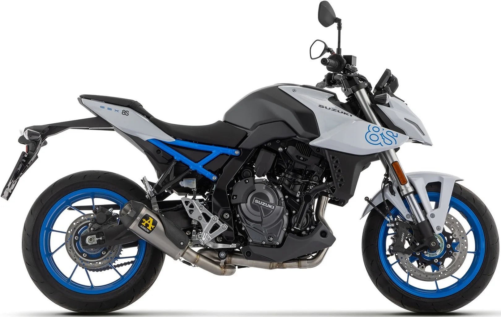 Komplette Auspuffanlage Ohne Katalysator Und Ohne Geräuschzulassung Works Edelstahl Schwarz Endkappe Carby - Arrow Special Parts Kompatibel Mit Suzuki Gsx 8T (2025-2026)