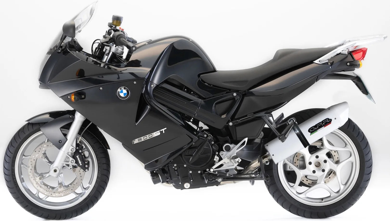 Komplette Abgasanlage Mit Katalysator Und Geräuschzulassung Albus Ceramic Alu Weiss - Gpr Kompatibel Mit Bmw F 800 - S - St (2006-2011)
