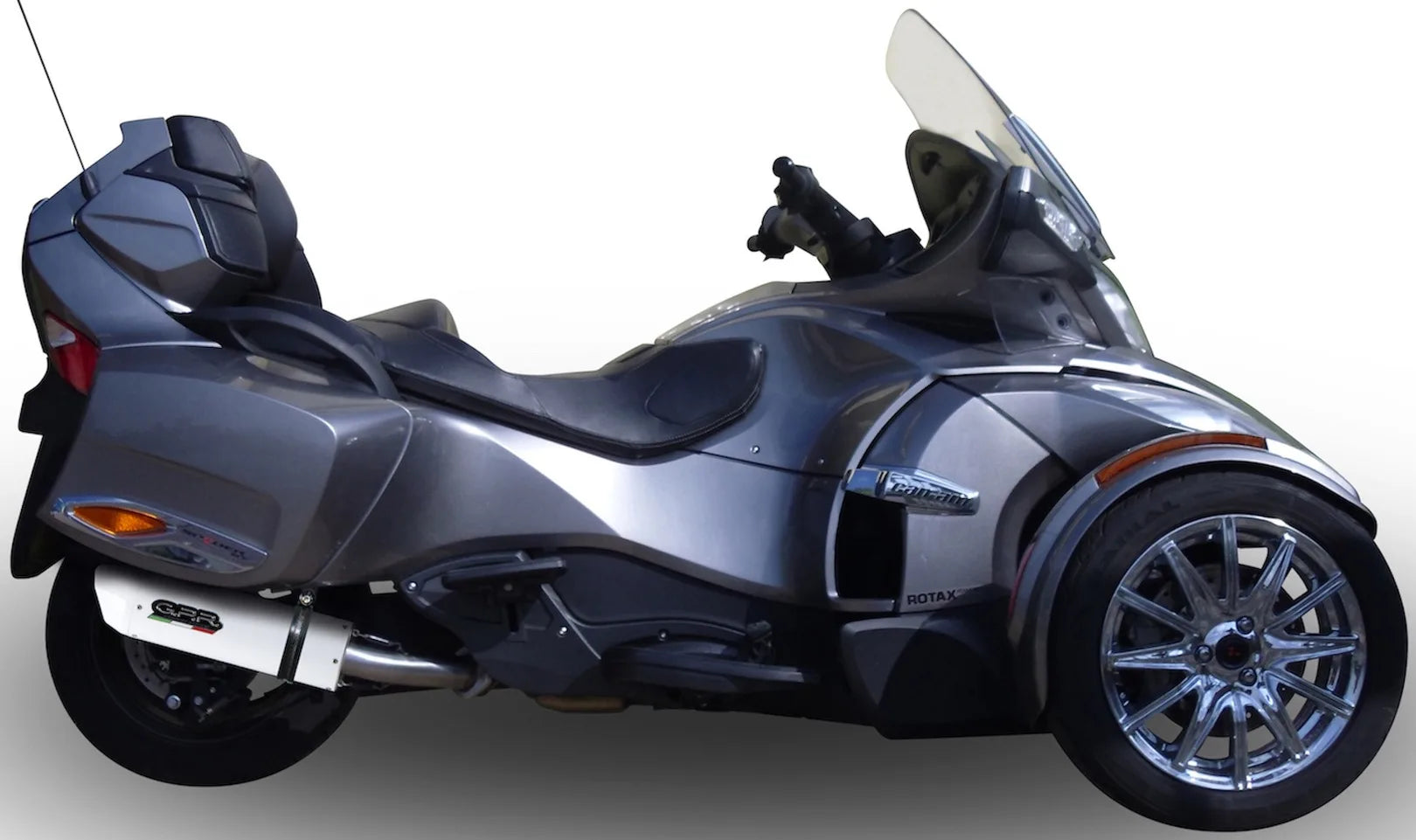Komplette Abgasanlage Mit Katalysator Und Geräuschzulassung Albus Ceramic Alu Weiss - Gpr Kompatibel Mit Can Am Spyder 1000 Gs (2007-2009)