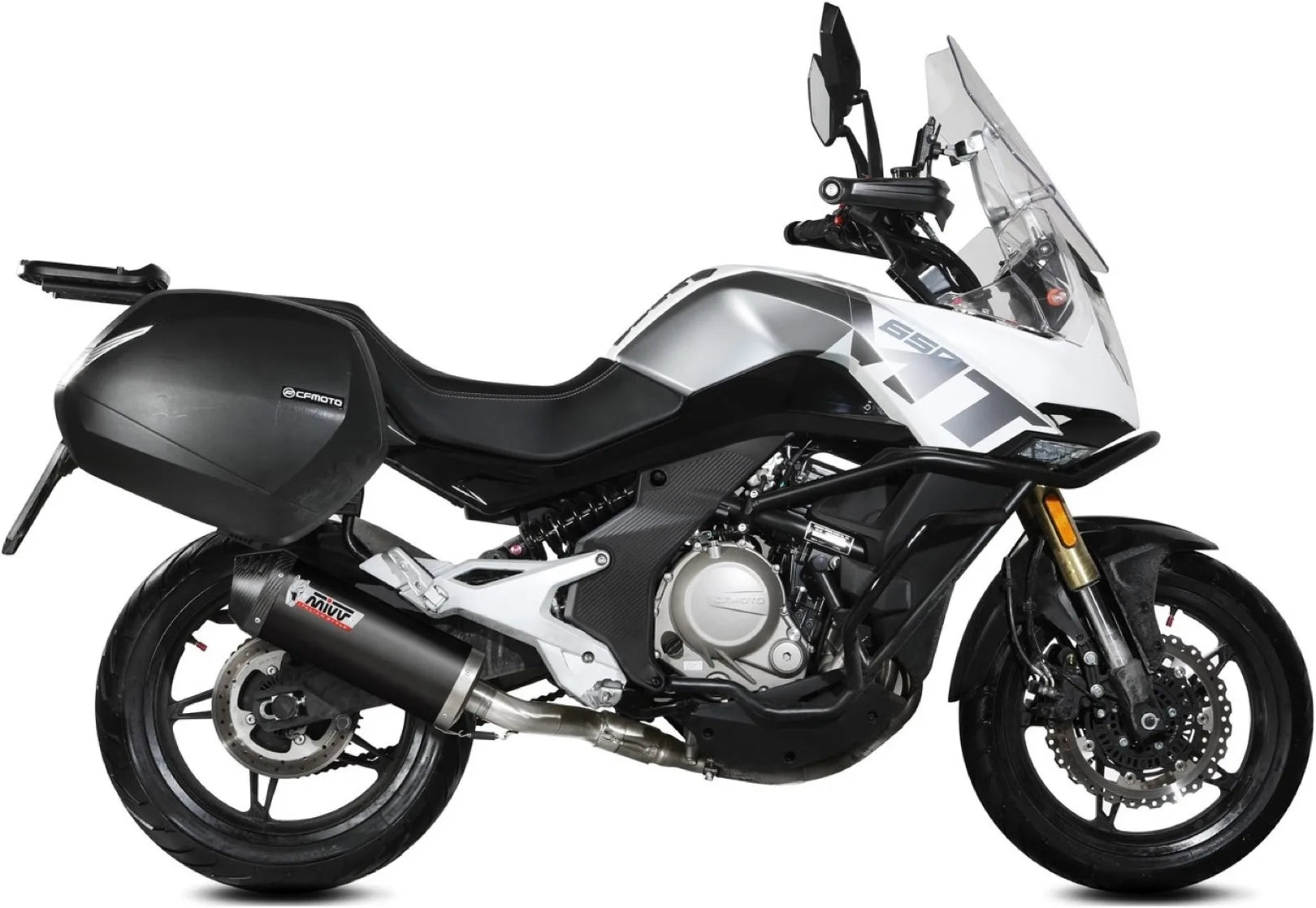 Katalysiertes Auspuffendstück Mit Geräuschzulassung Oval Stahl Schwarz Carbon - Mivv Kompatibel Mit Cfmoto 650 Mt (2021-2024)