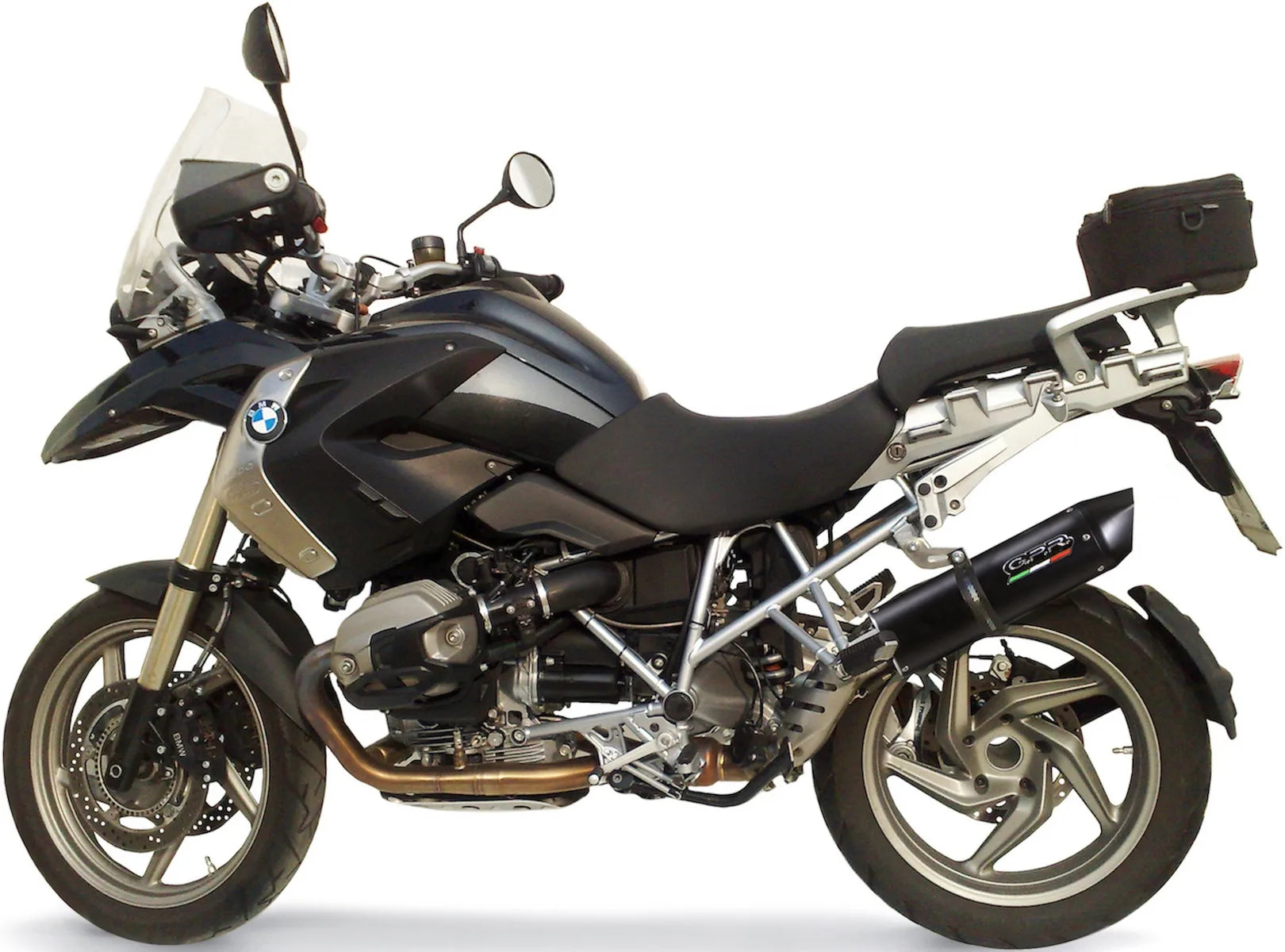Komplette Auspuffanlage Ohne Katalysator Und Mit Geräuschzulassung Furore Alu Schwarz - Gpr Kompatibel Mit Bmw R 1200 Gs - Adventure (2010-2012)