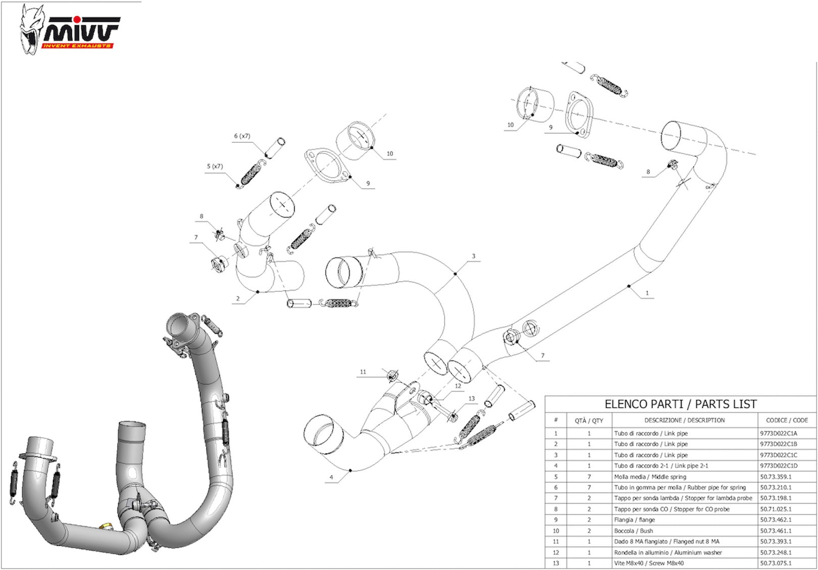 Non-Catalytic Connector Pipe - Mivv Compatible With Ducati Hypermotard 1100 (2007-2009)