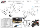 Doppelauspuffanlage Ohne Katalysator Mit Geräuschzulassung Mk3 Carbon - Mivv Kompatibel Mit Ducati Hypermotard 950 - Sp - Rve (2021-2024)