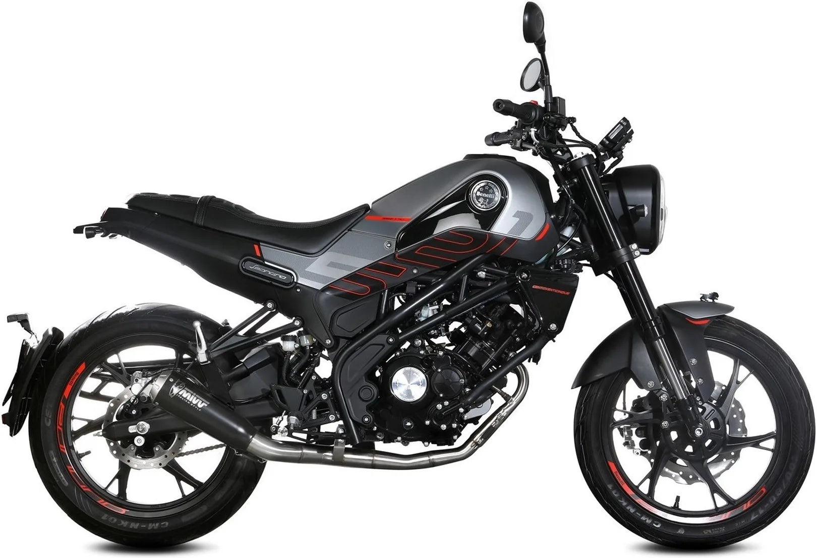 Komplette Auspuffanlage Ohne Katalysator Und Ohne Geräuschzulassung X-M1 Stahl Schwarz - Mivv Kompatibel Mit Benelli Leoncino 125 (2022-2024)