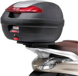 Monolock Riviera Black Top Case - 46 Lt Riviera Technopolymer - Givi Compatible With Piaggio Beverly 125 - 300 Ie (2010-2020)