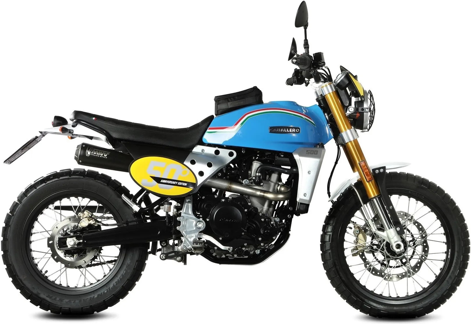 Komplette Auspuffanlage Ohne Katalysator Und Ohne Geräuschzulassung X-M1 Stahl Schwarz - Mivv Kompatibel Mit Fantic Motor Caballero 500 (2021-2024)