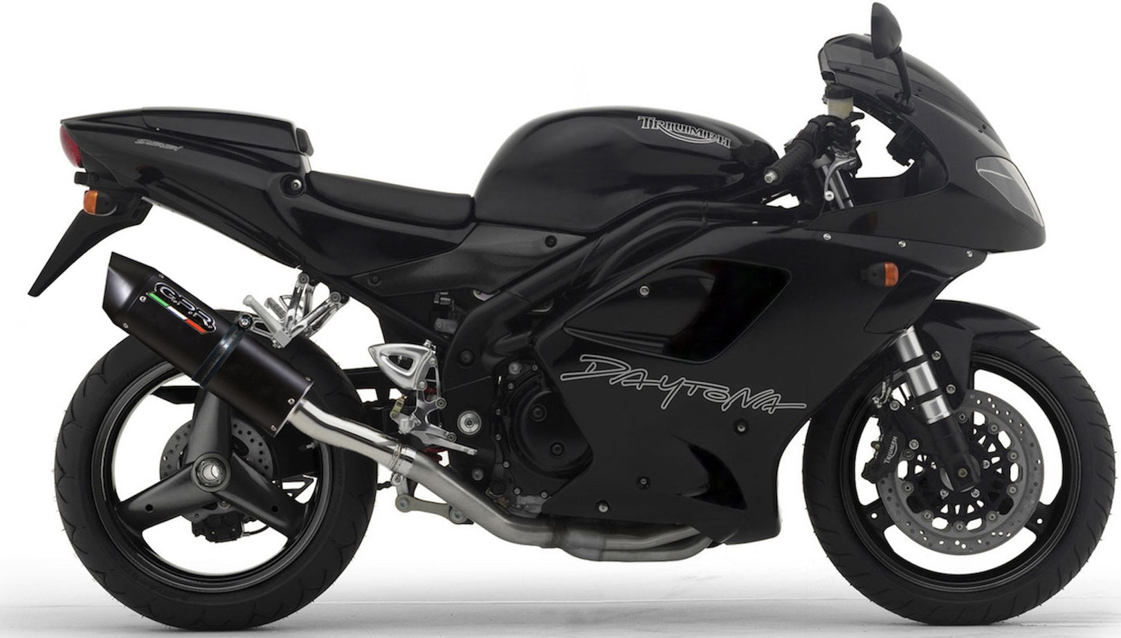 Exhaust Tip With Noise Certification Furore Aluminium Black - Gpr Compatible With Triumph Daytona 955 Monobraccio (2003-2005)