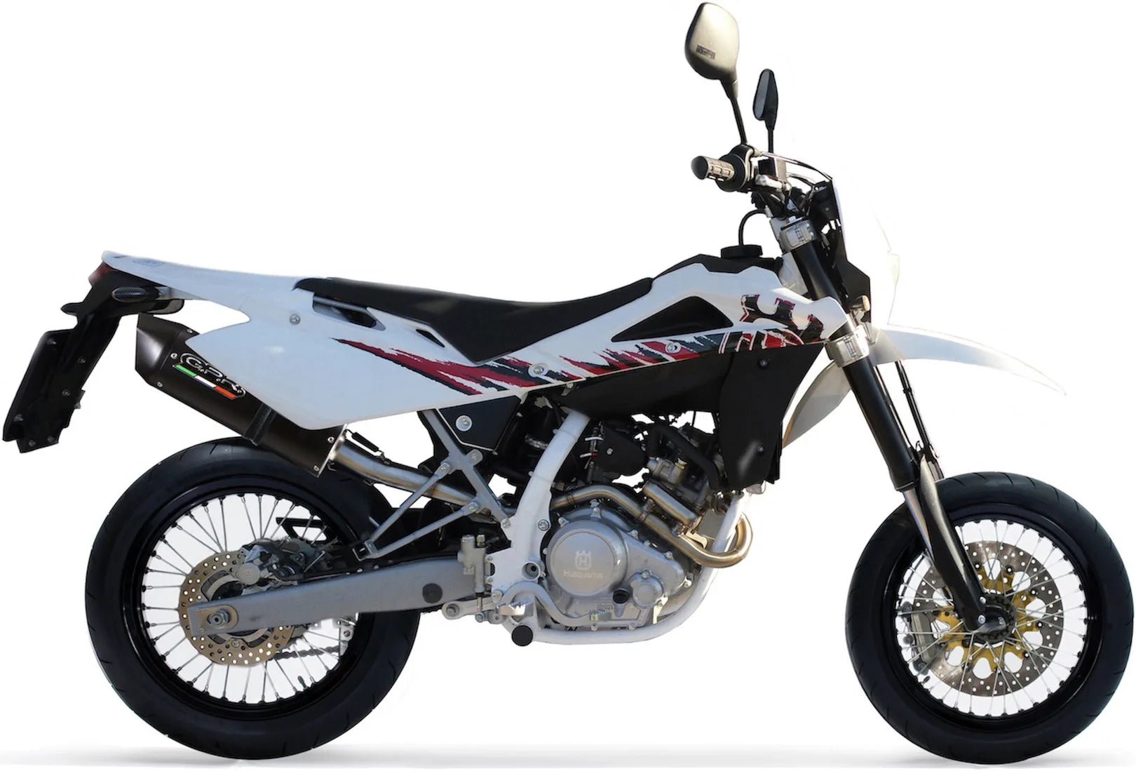 Komplette Auspuffanlage Ohne Katalysator Und Mit Geräuschzulassung Furore Alu Schwarz - Gpr Kompatibel Mit Husqvarna Smr 125 4T (2010-2013)