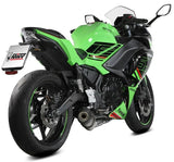 Complete Catalytic Exhaust System With Sound Certification Oval Titanium Carbon Fiber End Cap - Mivv Compatible With Kawasaki Ninja 650 (2025-2026)