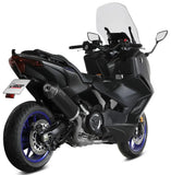 Complete Non-Catalytic Exhaust System With Sound Certification Oval Steel Black Carbon Fiber End Cap - Mivv Compatible With Yamaha T-Max 560 (2025-2026)
