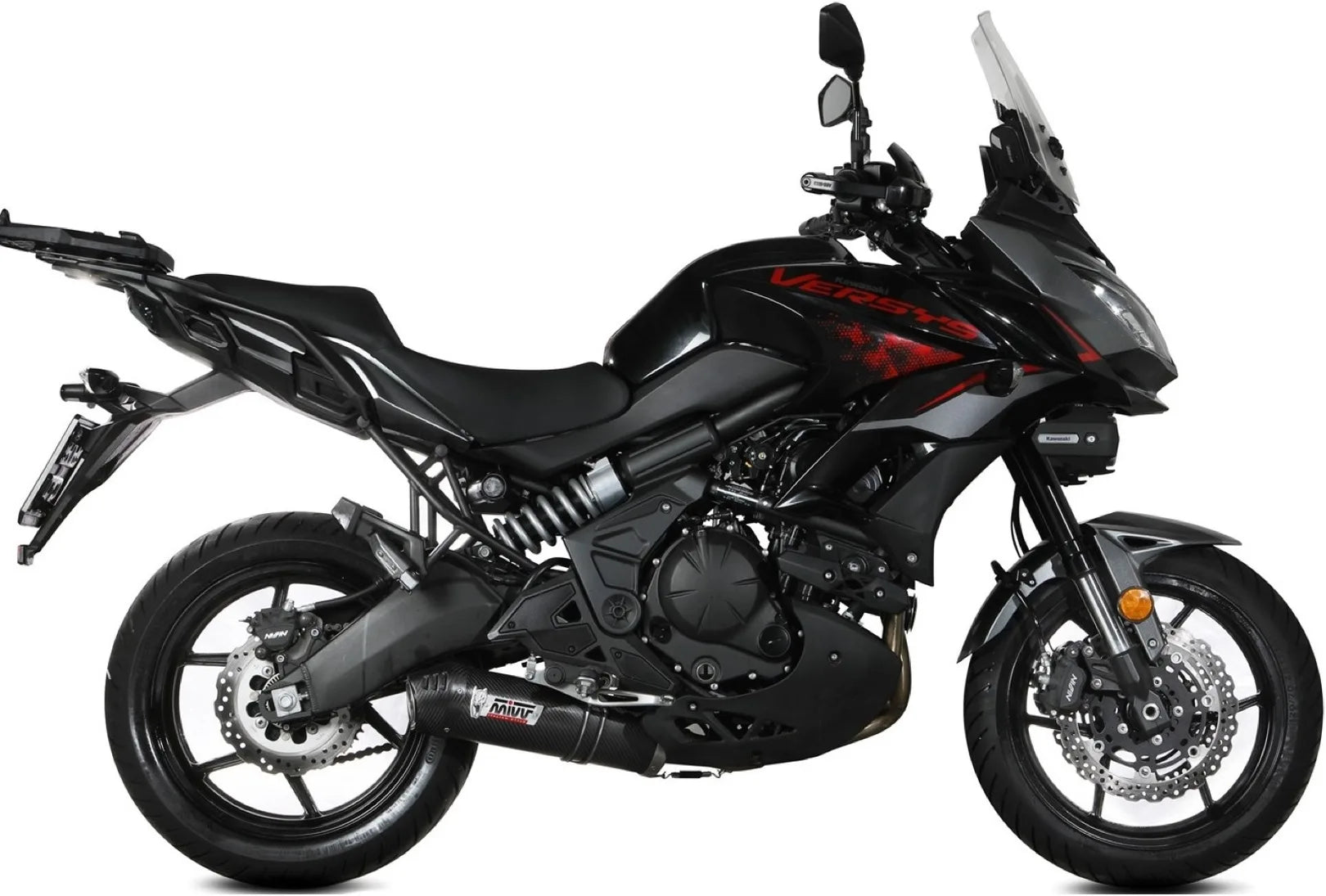 Komplette Abgasanlage Mit Katalysator Und Geräuschzulassung Oval Carbon Carbon - Mivv Kompatibel Mit Kawasaki Versys 650 (2021-2023)