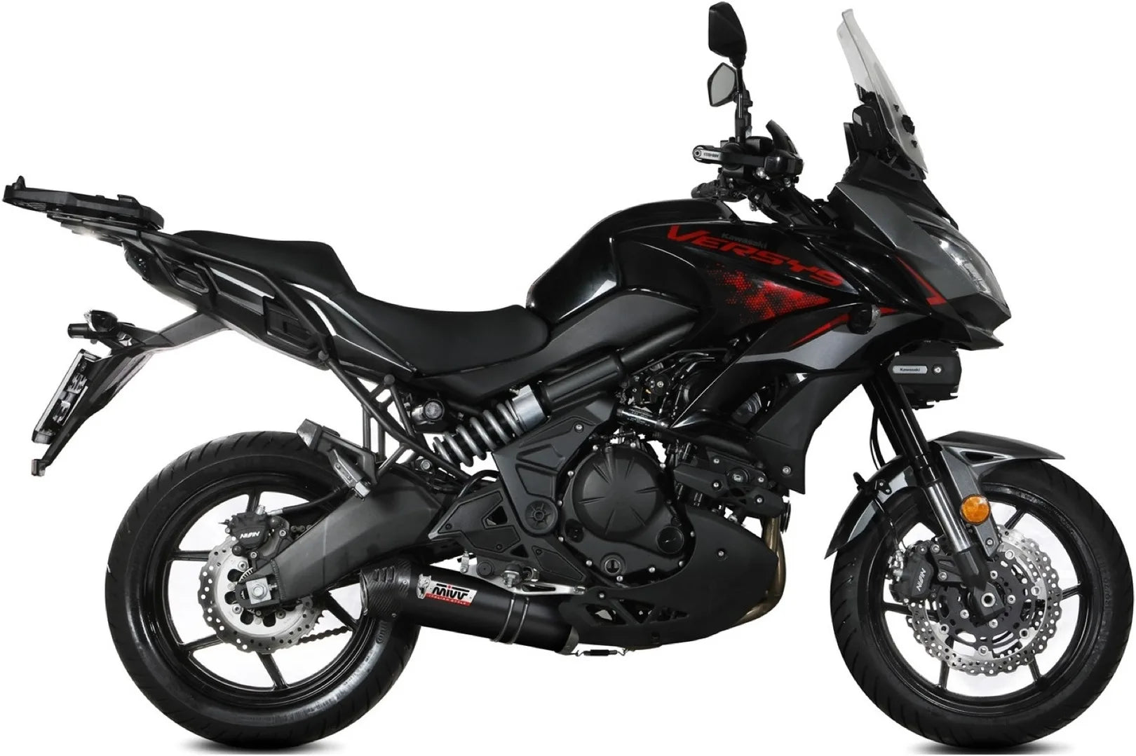 Komplette Auspuffanlage Ohne Katalysator Und Ohne Geräuschzulassung Oval Stahl Schwarz Carbon - Mivv Kompatibel Mit Kawasaki Versys 650 (2021-2023)