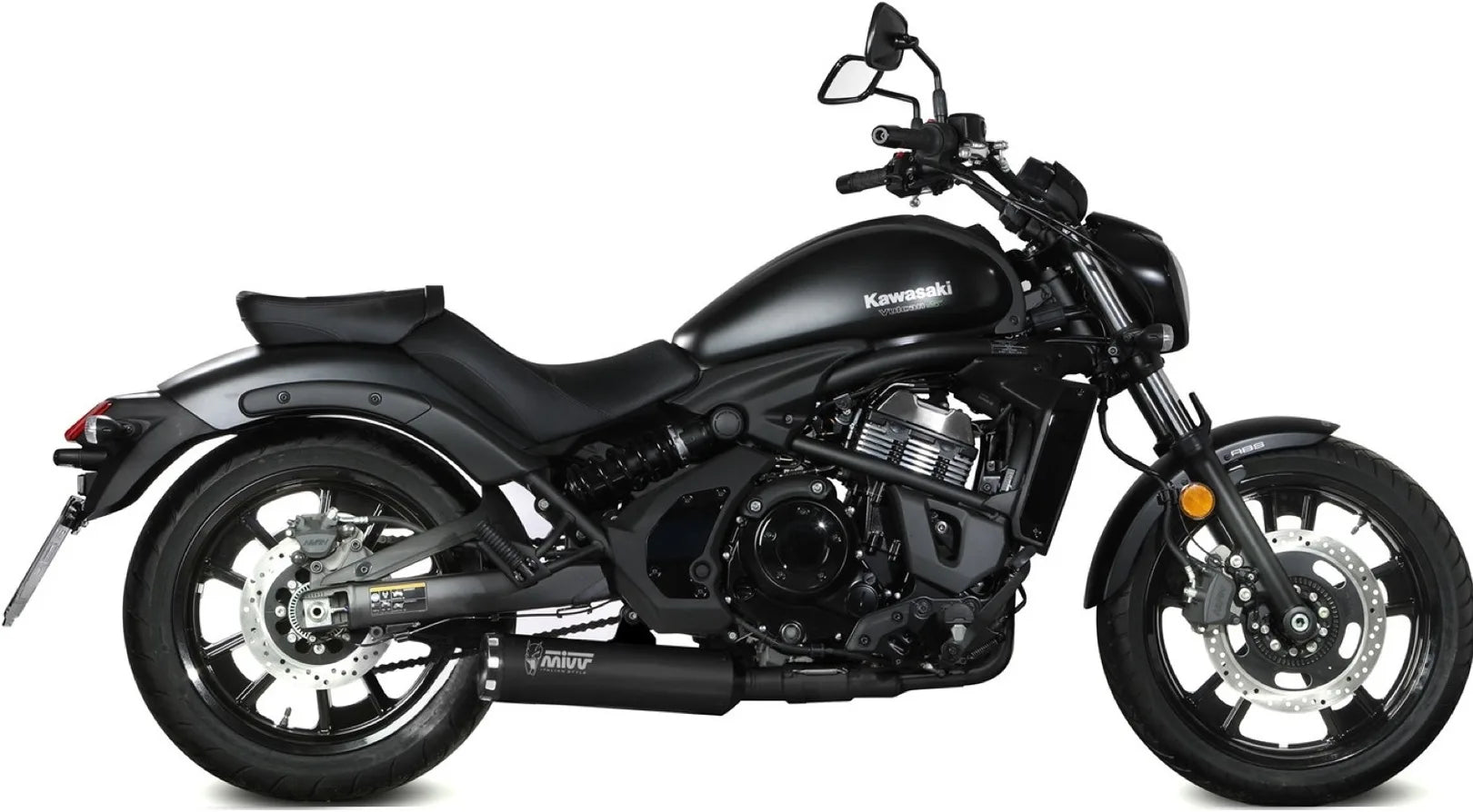 Komplette Auspuffanlage Ohne Katalysator Und Ohne Geräuschzulassung Hr-1 Stahl Schwarz - Mivv Kompatibel Mit Kawasaki Vulcan S (2017-2023)