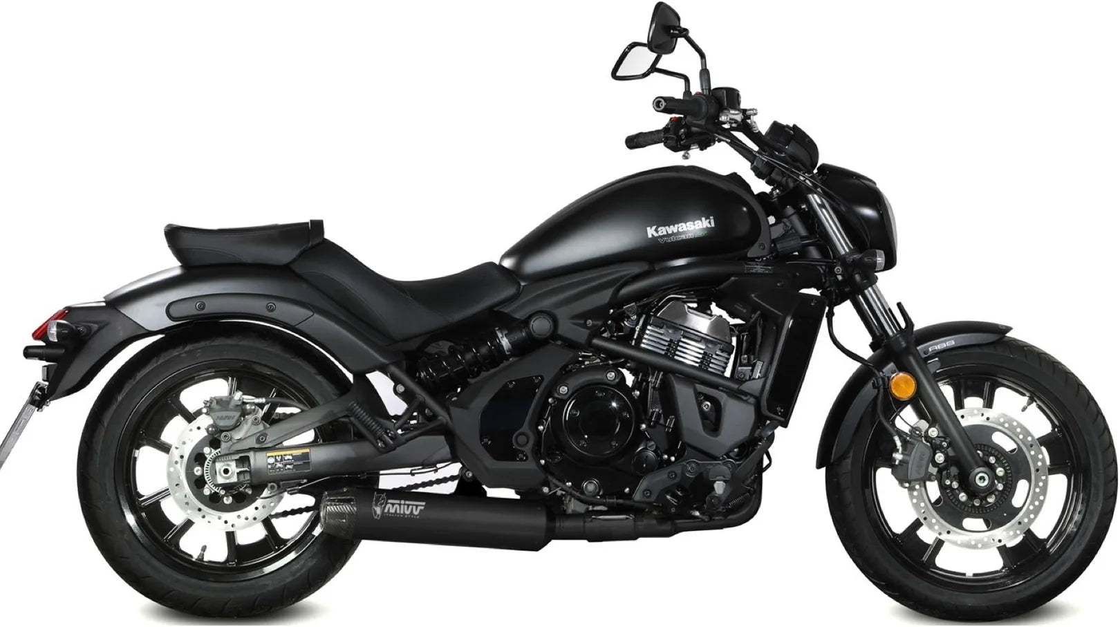 Komplette Auspuffanlage Ohne Katalysator Und Ohne Geräuschzulassung Hr-1 Stahl Schwarz Carbon - Mivv Kompatibel Mit Kawasaki Vulcan S (2017-2023)