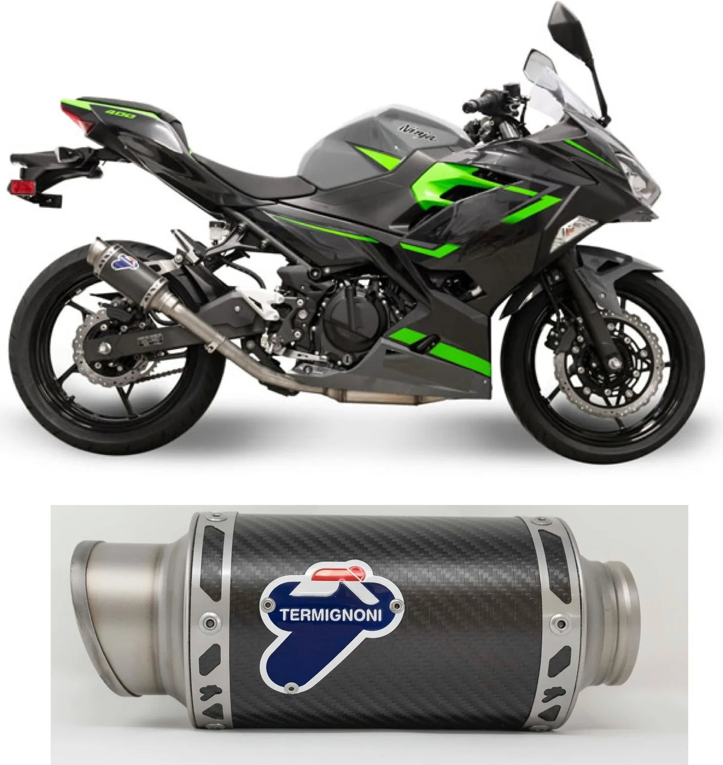Auspuffendrohr Ohne Geräuschzulassung Gp Carbon - Termignoni Kompatibel Mit Kawasaki Z 400 (2018-2020)
