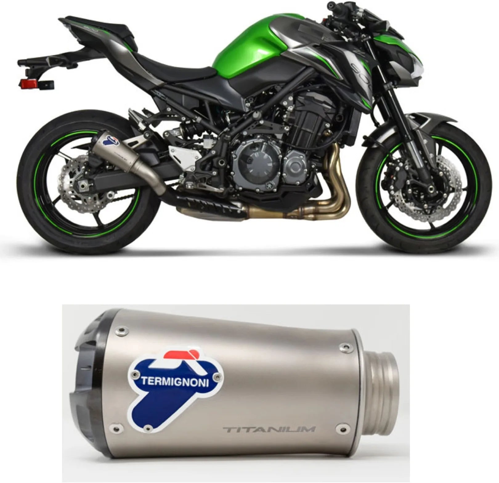 Auspuffendrohr Ohne Geräuschzulassung Gp2R-Rht Titan Aluminium Cap - Termignoni Kompatibel Mit Kawasaki Z 900 (2017-2020)