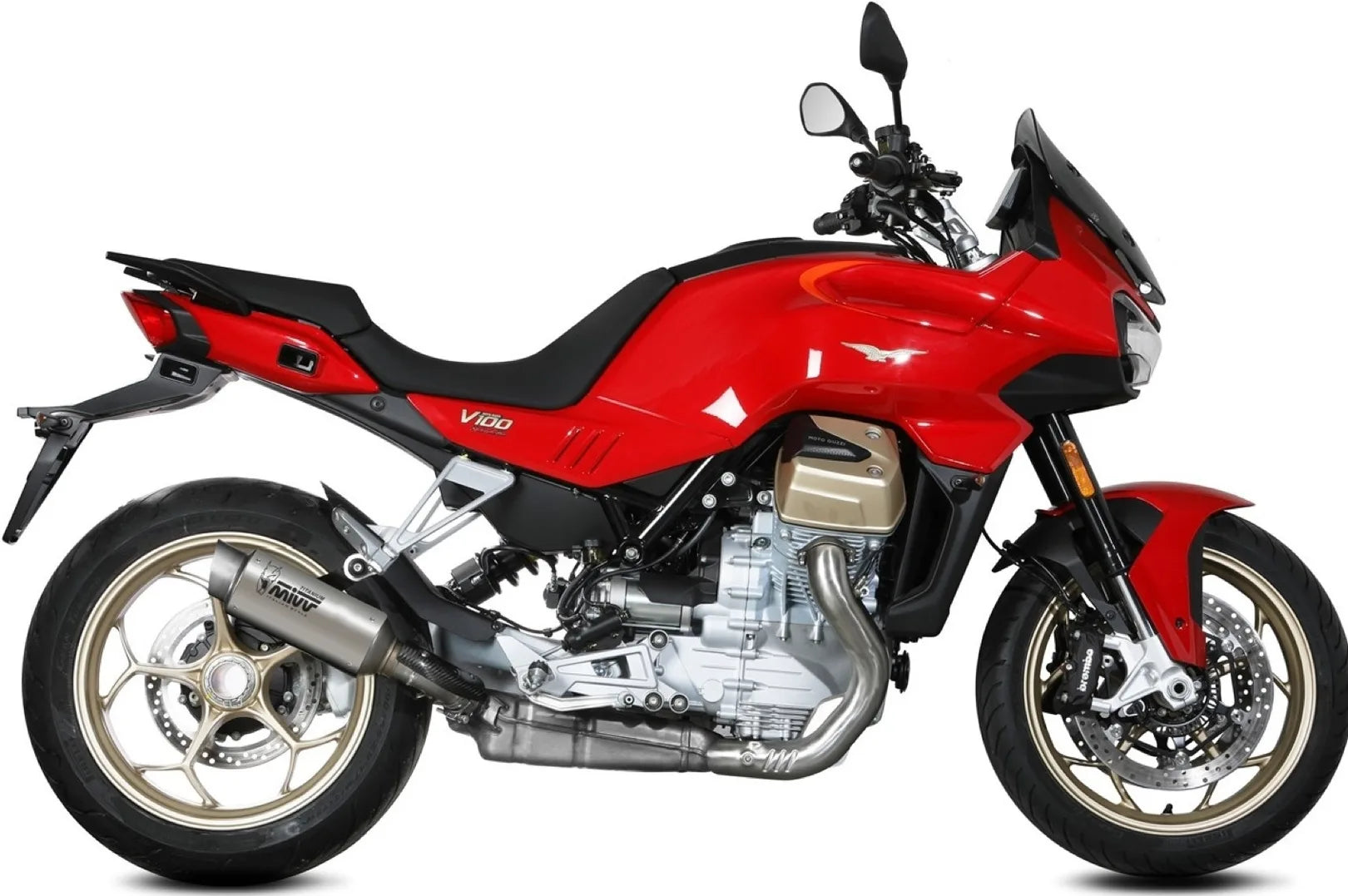 Komplette Auspuffanlage Ohne Katalysator Und Mit Geräuschzulassung Gppro Titan - Mivv Kompatibel Mit Moto Guzzi V 100 Mandello 1000 (2022-2024)