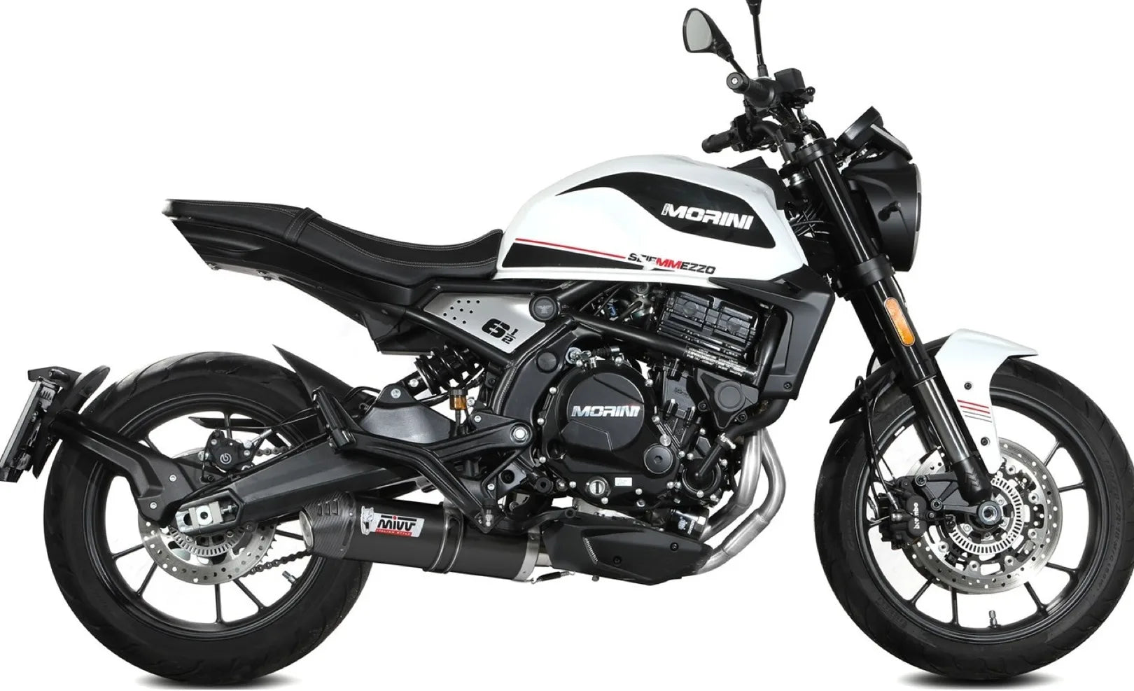 Auspuffendstück Ohne Katalysator Und Ohne Geräuschzulassung Oval Stahl Schwarz Carbon - Mivv Kompatibel Mit Moto Morini Seiemmezzo Scr 650 (2022-2024)