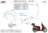 Komplette Abgasanlage Mit Katalysator Und Geräuschzulassung Mover Stahl Schwarz - Mivv Kompatibel Mit Honda Sh 125 (2017-2019)