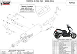 Auspuffendstück Ohne Katalysator Und Ohne Geräuschzulassung Mover Stahl Schwarz - Mivv Kompatibel Mit Yamaha X-Max 250 (2006-2016)