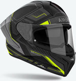 Full-Face Motorcycle Helmet Airoh Matryx - Mxrk31 Composite Carbon Matte Yellow Rocket Size S