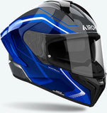 Integralhelm Für Motorrad Airoh Matryx - Mxw18 Composite Carbon Glanzblau Wide Grösse M