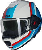 Klapphelm Travelling Für Motorrad Nolan N120-1 Weiss / Blau / Rot Lineo 347 Grösse Xs