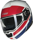Klapphelm Travelling Für Motorrad Nolan N90-3 Weiss / Rot / Blau Roboto 345 Grösse L