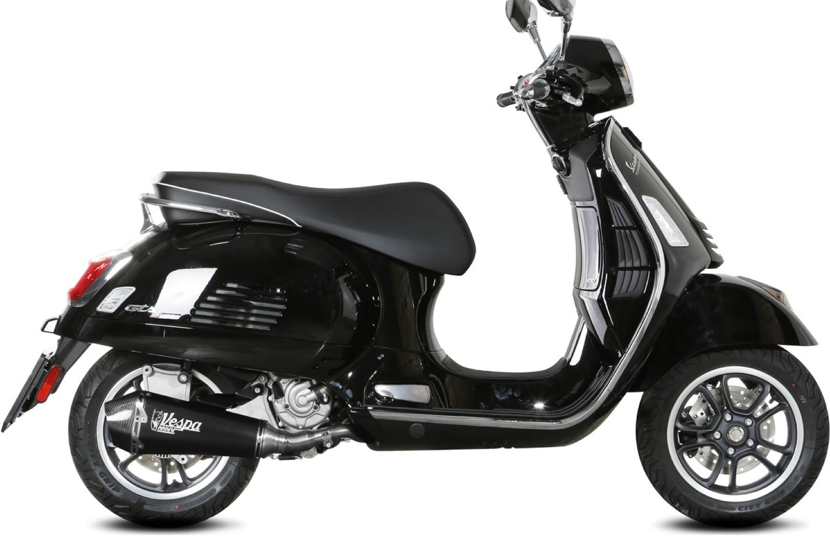 Non-Catalytic Exhaust Tip With Sound Certification Delta Race Steel Black Carbon - Mivv Compatible With Piaggio Vespa Gtv 300 (2023-2024)