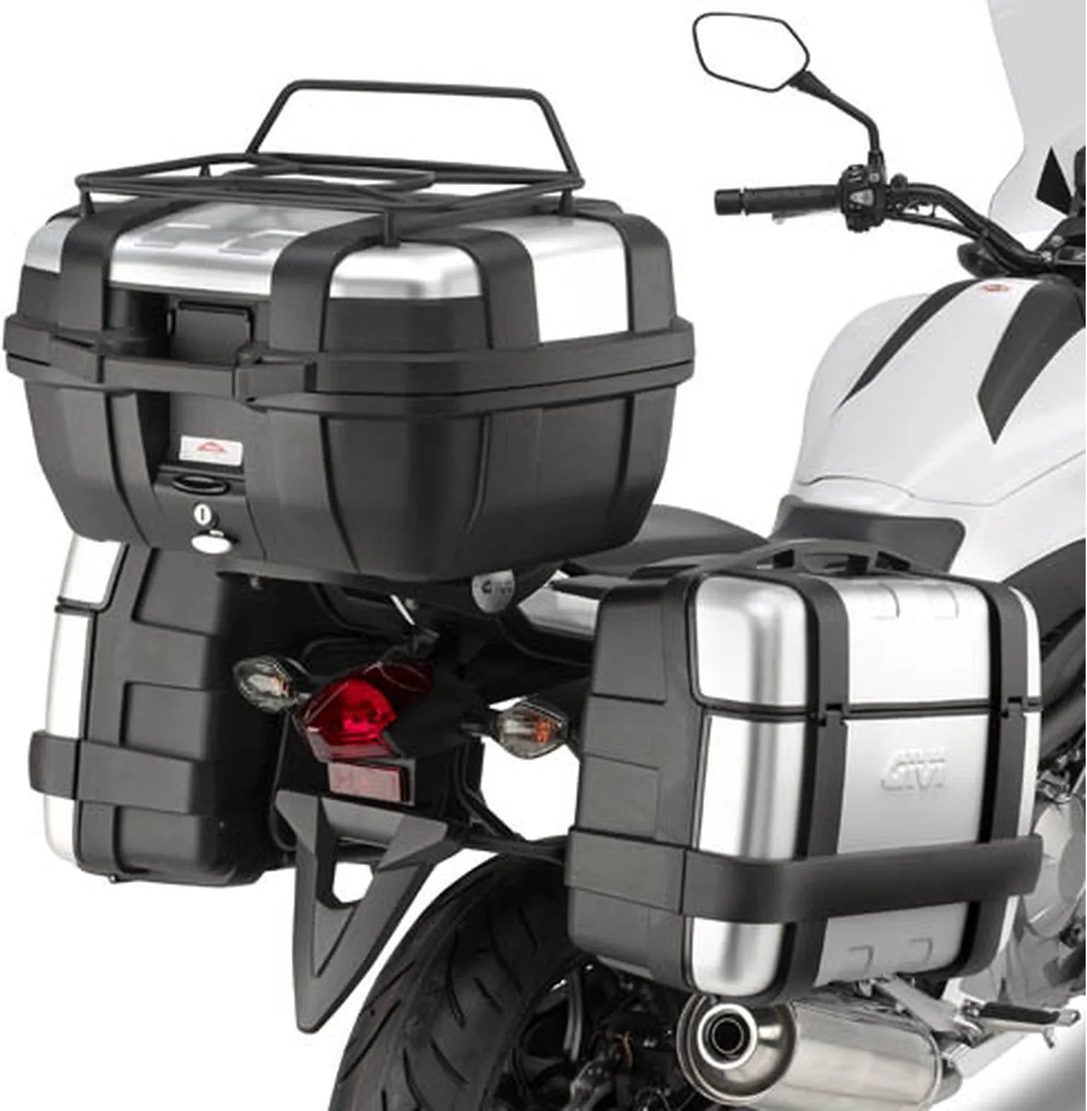 Seitenkoffer Monokey Trekker Schwarz 92 Lt Trekker Aluminium - Givi Kompatibel Mit Honda Nc 700 S (2012-2013)