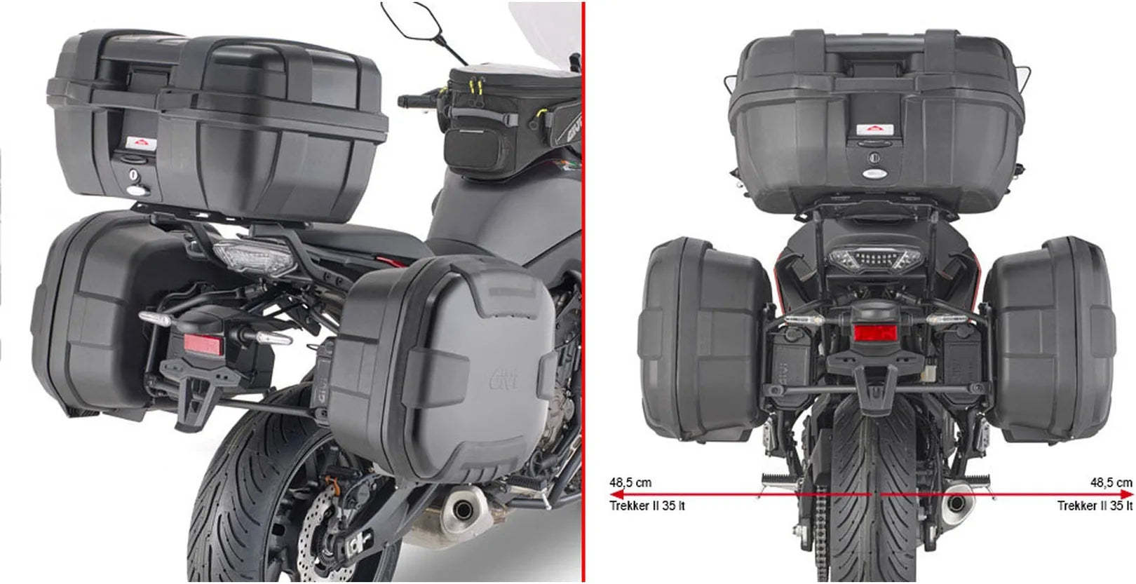 Seitenkoffer Monokey Schwarz 66 Lt Nylon - Givi Kompatibel Mit Yamaha Tracer 7 - Gt (2020-2024)