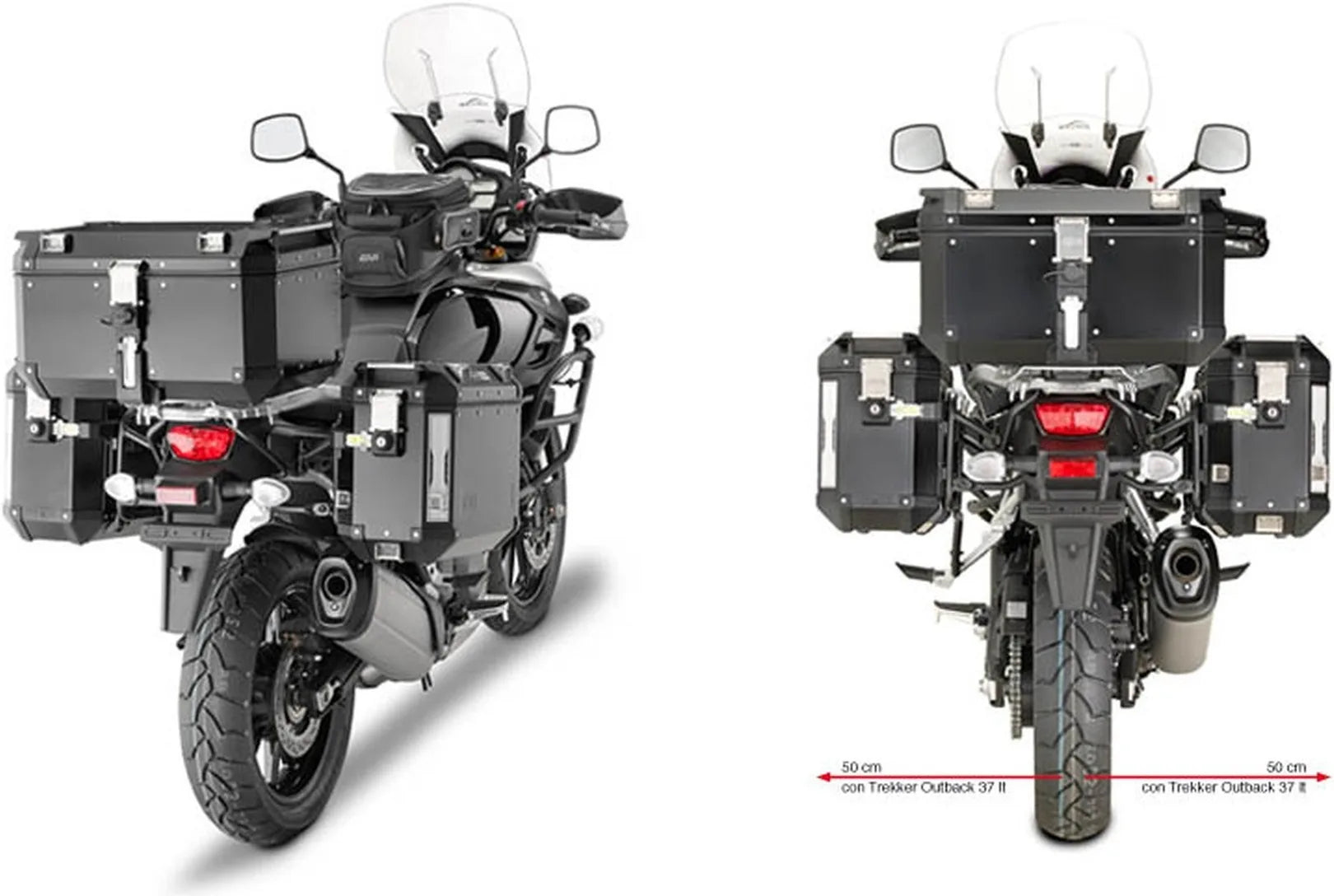 Seitenkoffer Monokey Cam-Side Trekker Outback Evo Smart Eloxiertem Aluminium + Schloss 77 Lt Trekker Outback Evo Smart Eloxiertem Aluminium - Givi Kompatibel Mit Suzuki Dl 1000 V-Strom (2017-2019)