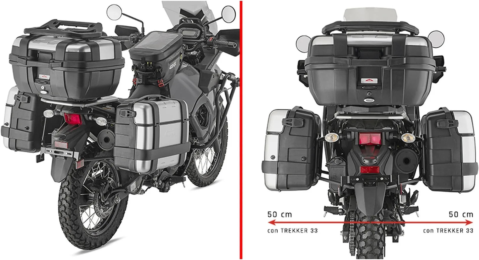 Seitenkoffer Monokey Trekker Dolomiti Aluminium 72 Lt Trekker Dolomiti Aluminium - Givi Kompatibel Mit Kawasaki Klr 650 - S (2023-2024)
