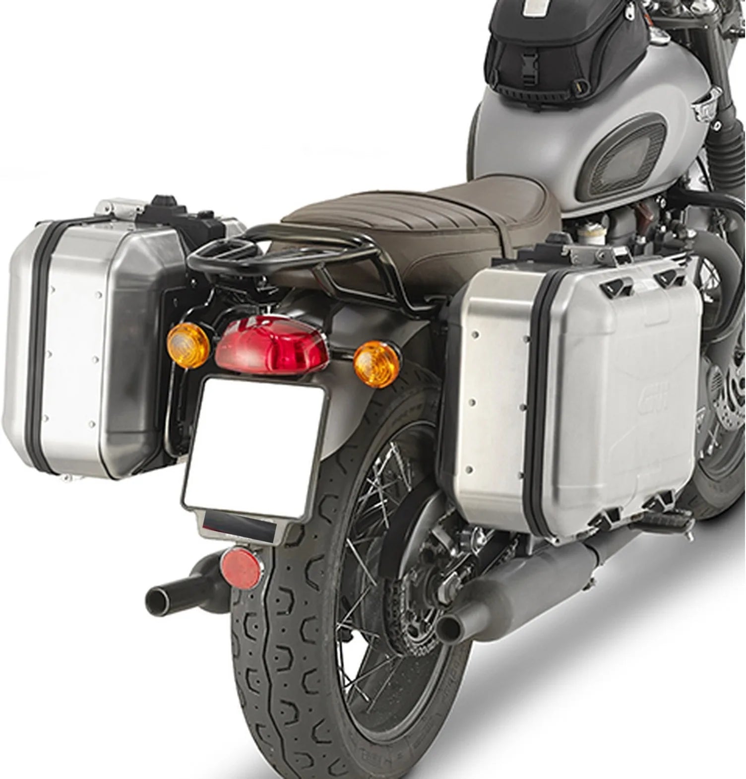 Topcase + Seitenkoffer Schwarz 84 Lt Technopolymer - Givi Kompatibel Mit Triumph Bonneville T100 (2017-2022)