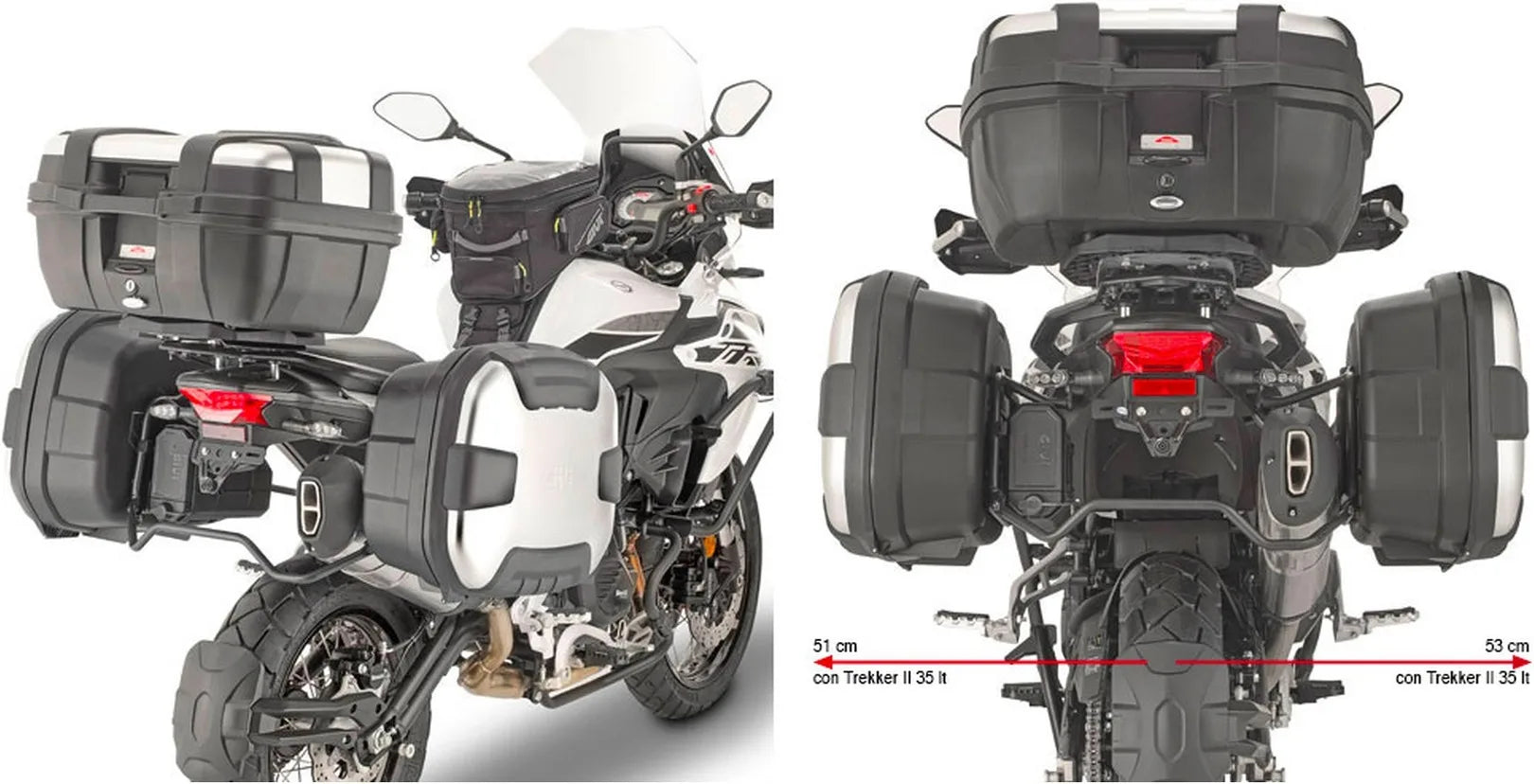 Satteltaschen Monokey Canyon Schwarz 50 Lt Canyon Nylon - Givi Kompatibel Mit Benelli Trk 502 X (2020-2024)